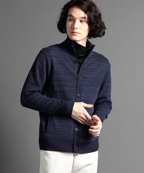 MONSIEUR NICOLE（ムッシュニコル）の「ジオメトリックジャカード スタンドニットブルゾン（ニット/セーター・メンズ・ベージュ/ホワイト/チャコールグレー/ブラック/ネイビー/ボルドー・MEDIUM/LARGE/X-LARGE）」の5枚目の写真