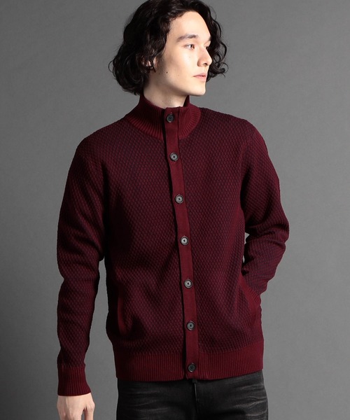 MONSIEUR NICOLE（ムッシュニコル）の「ジオメトリックジャカード スタンドニットブルゾン（ニット/セーター・メンズ・ベージュ/ホワイト/チャコールグレー/ブラック/ネイビー/ボルドー・MEDIUM/LARGE/X-LARGE）」の6枚目の写真