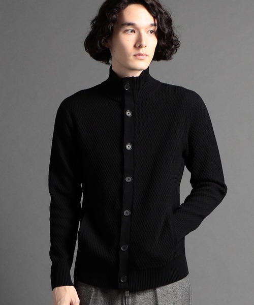 MONSIEUR NICOLE（ムッシュニコル）の「ジオメトリックジャカード スタンドニットブルゾン（ニット/セーター・メンズ・ベージュ/ホワイト/チャコールグレー/ブラック/ネイビー/ボルドー・MEDIUM/LARGE/X-LARGE）」の2枚目の写真