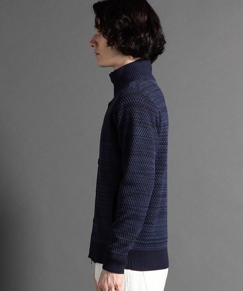 MONSIEUR NICOLE（ムッシュニコル）の「ジオメトリックジャカード スタンドニットブルゾン（ニット/セーター・メンズ・ベージュ/ホワイト/チャコールグレー/ブラック/ネイビー/ボルドー・MEDIUM/LARGE/X-LARGE）」の8枚目の写真