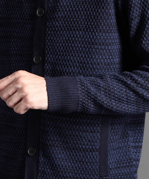 MONSIEUR NICOLE（ムッシュニコル）の「ジオメトリックジャカード スタンドニットブルゾン（ニット/セーター・メンズ・ベージュ/ホワイト/チャコールグレー/ブラック/ネイビー/ボルドー・MEDIUM/LARGE/X-LARGE）」の10枚目の写真