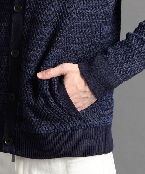 MONSIEUR NICOLE（ムッシュニコル）の「ジオメトリックジャカード スタンドニットブルゾン（ニット/セーター・メンズ・ベージュ/ホワイト/チャコールグレー/ブラック/ネイビー/ボルドー・MEDIUM/LARGE/X-LARGE）」の11枚目の写真