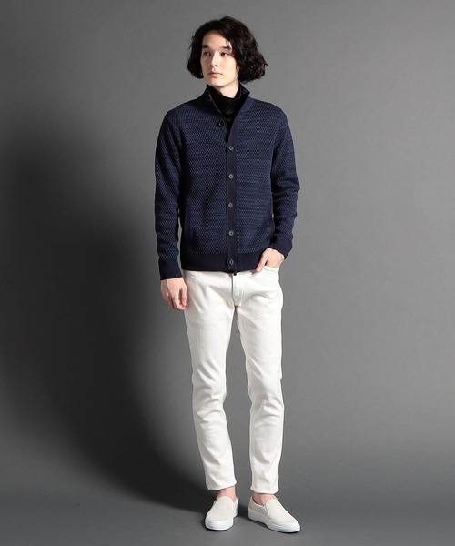 MONSIEUR NICOLE（ムッシュニコル）の「ジオメトリックジャカード スタンドニットブルゾン（ニット/セーター・メンズ・ベージュ/ホワイト/チャコールグレー/ブラック/ネイビー/ボルドー・MEDIUM/LARGE/X-LARGE）」の20枚目の写真