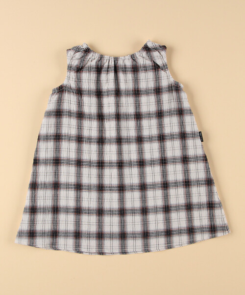 COMME CA ISM(コムサイズム)の「くしゅっとチェック 2wayワンピース(ベビーサイズ)(ワンピース・キッズ・ネイビー/アイボリー・80-90cm)」の1枚目の写真