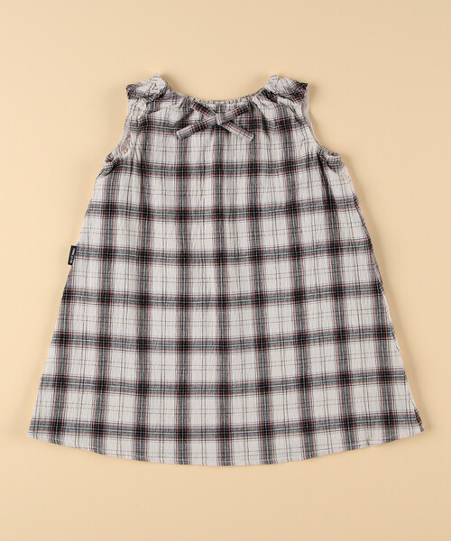 COMME CA ISM(コムサイズム)の「くしゅっとチェック 2wayワンピース(ベビーサイズ)(ワンピース・キッズ・ネイビー/アイボリー・80-90cm)」の3枚目の写真