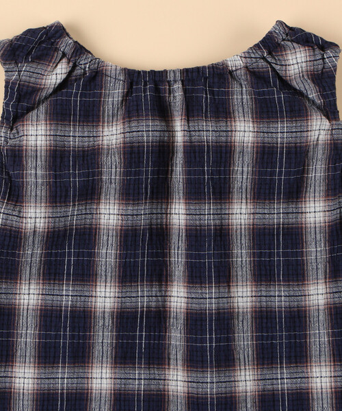 COMME CA ISM(コムサイズム)の「くしゅっとチェック 2wayワンピース(ベビーサイズ)(ワンピース・キッズ・ネイビー/アイボリー・80-90cm)」の5枚目の写真