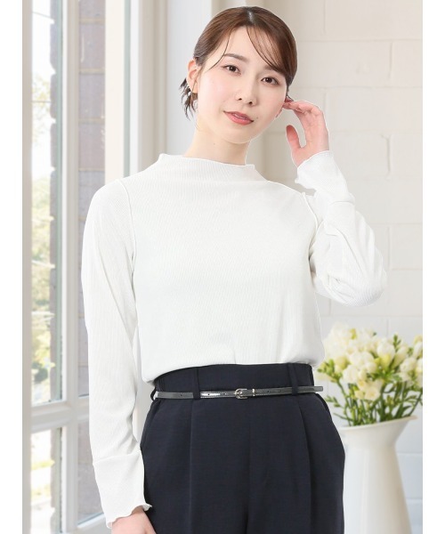 m.f.editorial（エムエフエディトリアル）の「【ストレッチ】m.f.エディトリアル レディース テレコ 長袖レイヤードインナー（Tシャツ/カットソー・レディース・ブラック/ホワイト/グレー系その他2/ベージュ・MEDIUM/LARGE）」の2枚目の写真