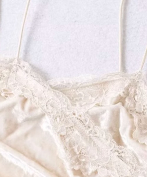 LA POMME petit(ラポミ・プチ)の「Romantic Lace Piping Cami(キャミソール・レディース・ホワイト/ブラック/ピンク・FREE)」の7枚目の写真