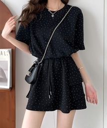 Mejoul（メジュール）の「【SET】キラキラスタッズTシャツ×スウェットミニスカート ルームウェア 上下セットアップ（ルームウェア/パジャマ・レディース）」