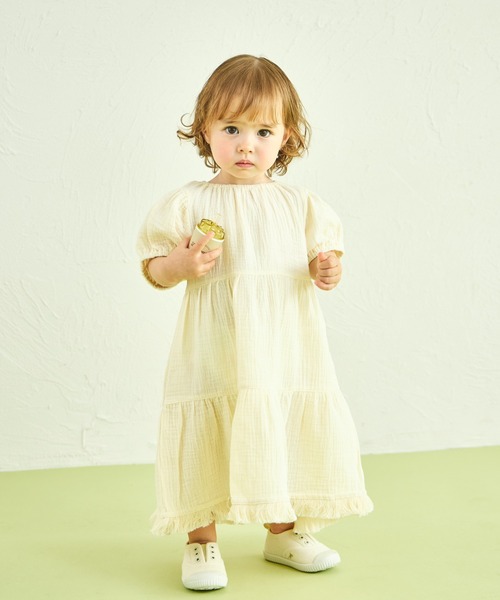 sea and shells by pairmanon（シーアンドシェルズバイペアマノン）の「【sea and shells by pairmanon】フリンジ付き ティアード ワンピース（その他ベビーウェア・キッズ・ブラウン/グリーン系その他/アイボリー・100/110/80/90）」の7枚目の写真