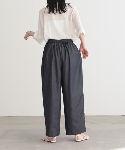 for/c（フォーシー）の「[低身長/高身長向けサイズ有]デニムライク4本タックカーブパンツ【サスティナブル】（その他パンツ・レディース・ネイビー/ブラック・LL/TM/M/L/PM）」の6枚目の写真