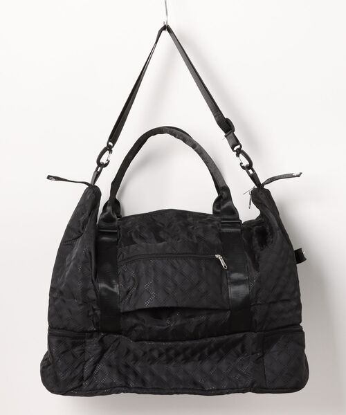 Dita Muaj.(ディータムアージュ)の「【シューズ収納一体型】キルティング風トラベルバッグ(ボストンバッグ・レディース・ブラック/ホワイト・FREE)」の3枚目の写真