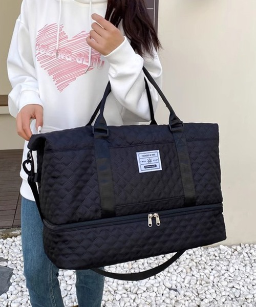 Dita Muaj.(ディータムアージュ)の「【シューズ収納一体型】キルティング風トラベルバッグ(ボストンバッグ・レディース・ブラック/ホワイト・FREE)」の11枚目の写真