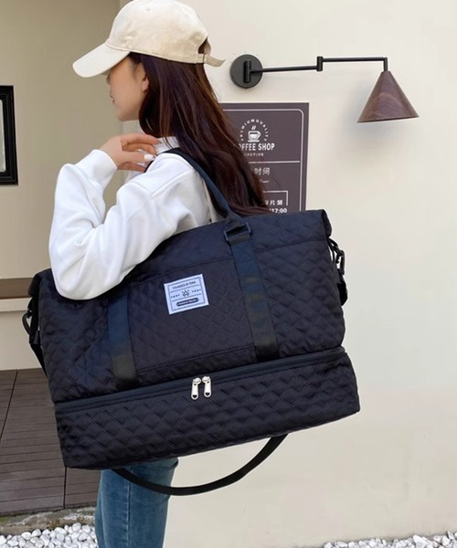 Dita Muaj.(ディータムアージュ)の「【シューズ収納一体型】キルティング風トラベルバッグ(ボストンバッグ・レディース・ブラック/ホワイト・FREE)」の12枚目の写真