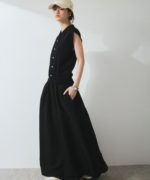 ADAM ET ROPE'（アダムエロペ）の「【WEB限定】ニットベストドッキングワンピース（ワンピース・レディース・チャコールグレー/ブラック系その他/ブラック・FREE）」の11枚目の写真