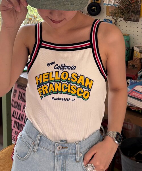 HELLO.SANFRANCISCO（ハローサンフランシスコ）の「【HELLO.SANFRANCISCO】ラインテープカップ付きキャミ（タンクトップ・レディース・オフホワイト/ライトグレー・ONE SIZE）」の11枚目の写真