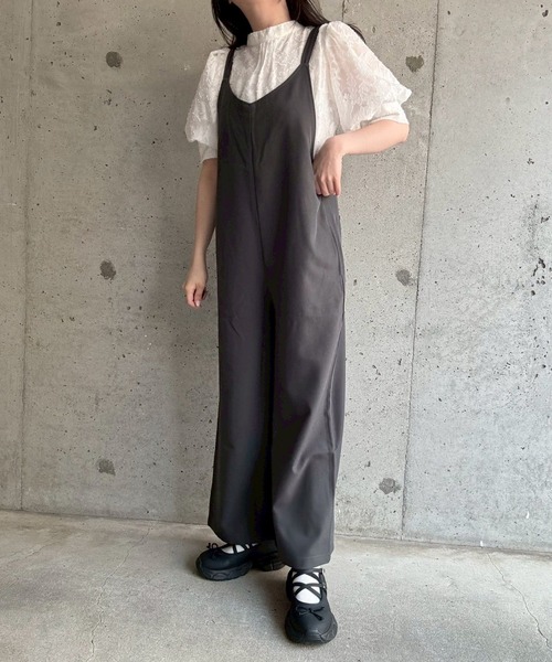 merrylatte（メリーラテ）の「ダブルストラップオールインワン（つなぎ/オールインワン・レディース・ブラック/チャコール・MEDIUM/SMALL）」の2枚目の写真