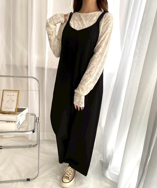 merrylatte（メリーラテ）の「ダブルストラップオールインワン（つなぎ/オールインワン・レディース・ブラック/チャコール・MEDIUM/SMALL）」の7枚目の写真