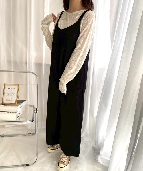 merrylatte（メリーラテ）の「ダブルストラップオールインワン（つなぎ/オールインワン・レディース・ブラック/チャコール・MEDIUM/SMALL）」の8枚目の写真