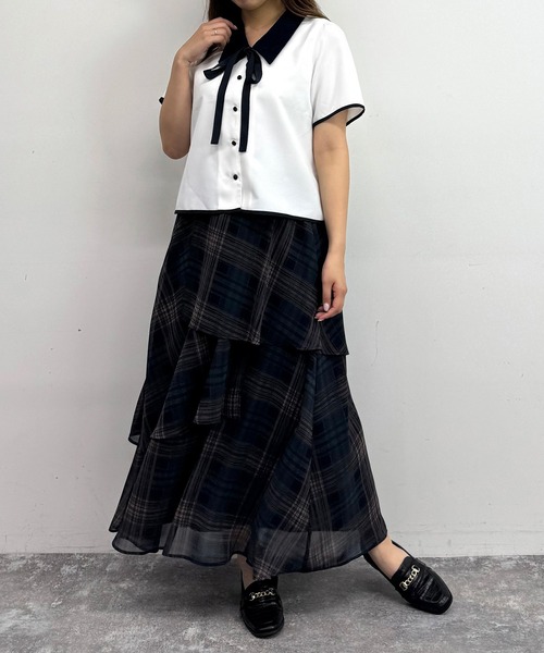 NICOLE CLUB（ニコル　クラブ）の「パイピングレースカラーブラウス（シャツ/ブラウス・レディース・オフホワイト/サックスブルー/ネイビー・MEDIUM）」の16枚目の写真