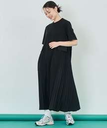 切り替えプリーツTシャツワンピース