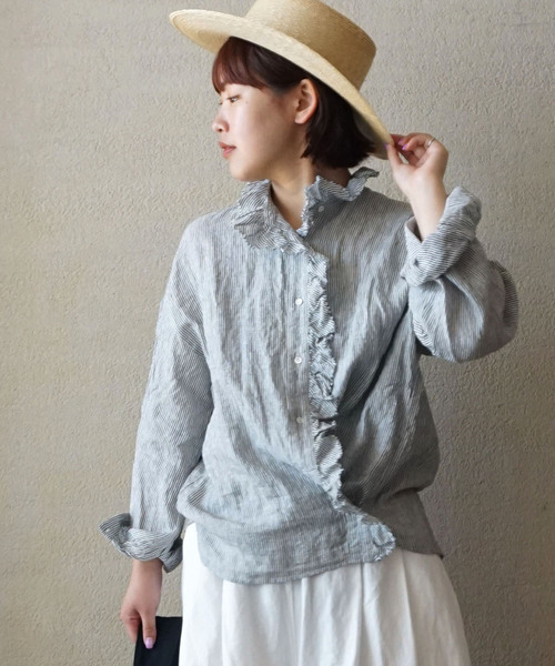 リネンのフリルブラウス HOUSE OF LOTUS｜リネンフリルブラウス | Rakuten Fashion(楽天