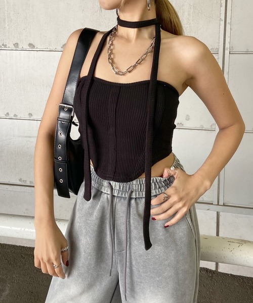 セール】チョーカー付ベアトップ（チューブトップ）｜non-hedge