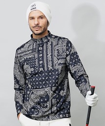 DIVINER GOLF（ディバイナー ゴルフ）の「【DIVINER GOLF】ペイズリー柄ストレッチモックネックロンT メンズ 長袖Tシャツ ゴルフウェア オーバーサイズ 春服（ゴルフグッズ）」