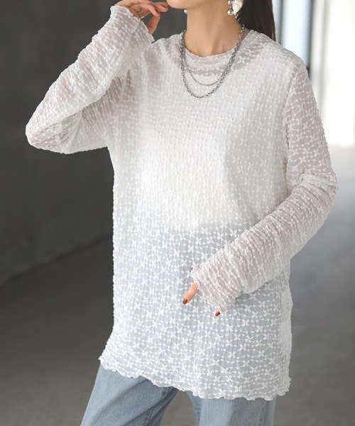 HUG.U(ハグユー)の「ぷっくりシアーインナー(その他トップス・レディース・ブラック/ベージュ/イエロー/ホワイト・L/M)」の2枚目の写真