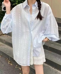 オーバーサイズジャガードシアーシャツ