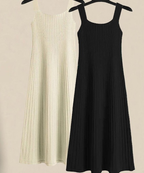 Per sist ence(パーシエンス)の「リブニットキャミワンピース(ワンピース・レディース・ブラック/アイボリー・ONE SIZE)」の4枚目の写真