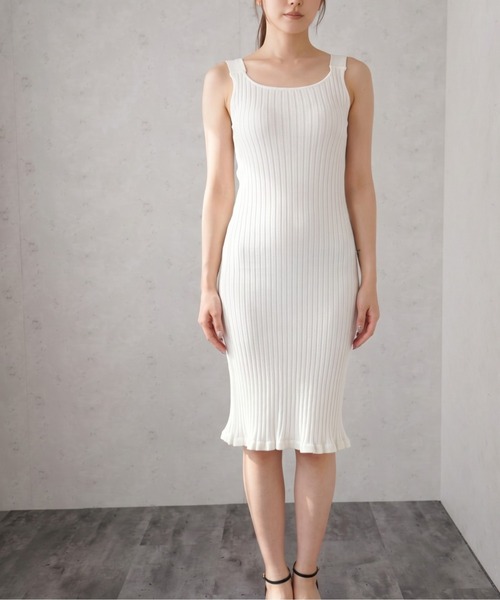 Per sist ence(パーシエンス)の「リブニットキャミワンピース(ワンピース・レディース・ブラック/アイボリー・ONE SIZE)」の5枚目の写真