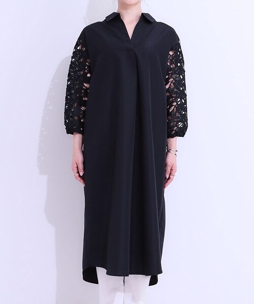 SHOO・LA・RUE（シューラルー）の「お袖レースが上品な シャツワンピース（ワンピース・レディース・オフホワイト/ネイビー・01/02/03/04）」の12枚目の写真