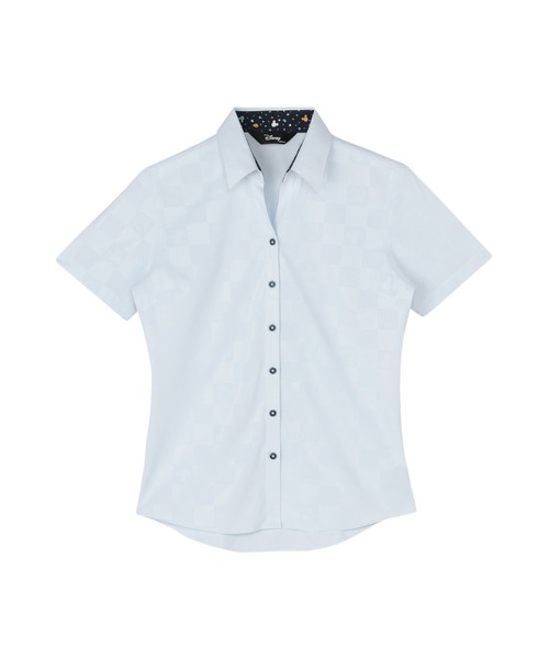 TOKYO SHIRTS(トウキョウシャツ)の「【Disney ディズニー】 形態安定ノーアイロン スキッパー 半袖ビジネスワイシャツ(ビジネスシャツ・レディース・サックスブルー・S/M/L/LL/XL)」の1枚目の写真