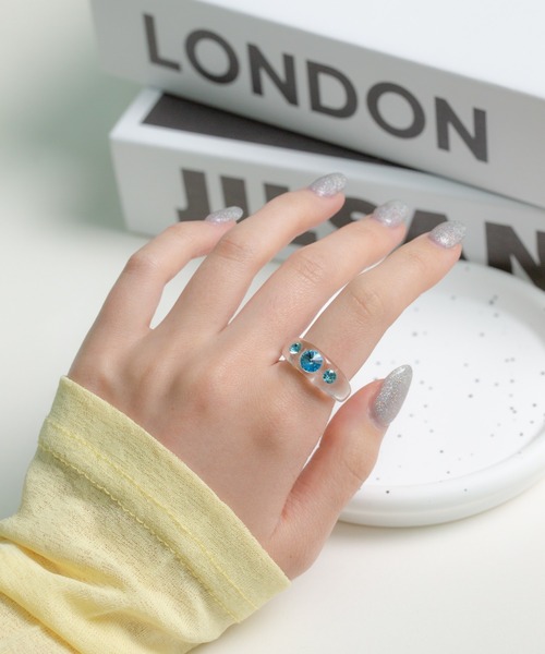 パステルカラー ストーン埋め込みクリアリング（リング）｜LINFA