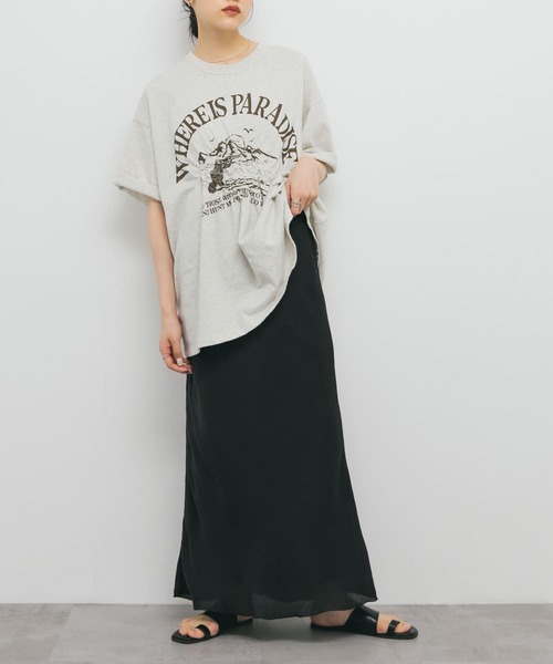 KBF（ケイビーエフ）の「シャーリングプリントTEE（Tシャツ/カットソー・レディース・オフホワイト/ブラック/オートミール・ONE）」の14枚目の写真