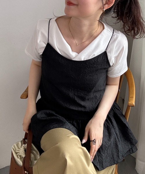 VIS(ビス)の「【WEB限定】【前後2WAY】フリルキャミチュニック(チュニック・レディース・ブラック/キナリ・FREE)」の6枚目の写真