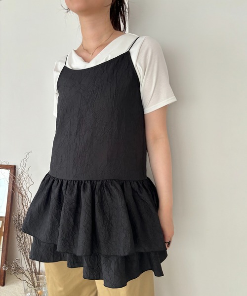 VIS(ビス)の「【WEB限定】【前後2WAY】フリルキャミチュニック(チュニック・レディース・ブラック/キナリ・FREE)」の8枚目の写真