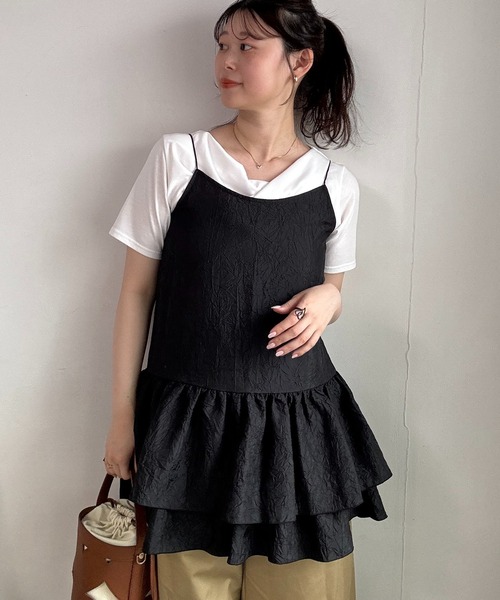 VIS(ビス)の「【WEB限定】【前後2WAY】フリルキャミチュニック(チュニック・レディース・ブラック/キナリ・FREE)」の12枚目の写真