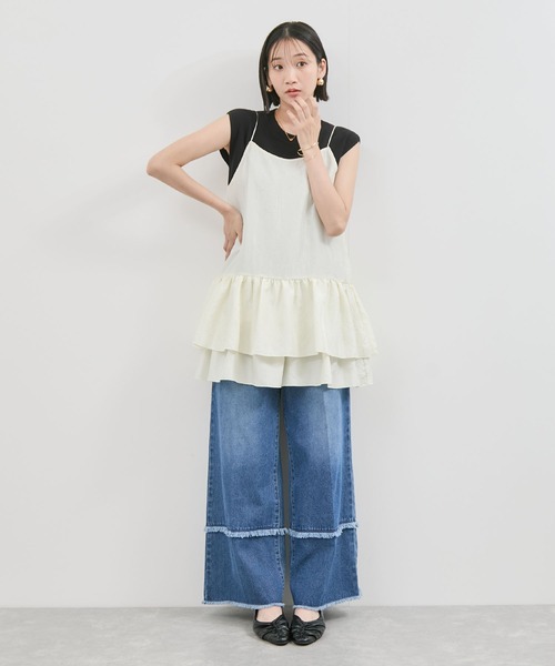 VIS(ビス)の「【WEB限定】【前後2WAY】フリルキャミチュニック(チュニック・レディース・ブラック/キナリ・FREE)」の13枚目の写真