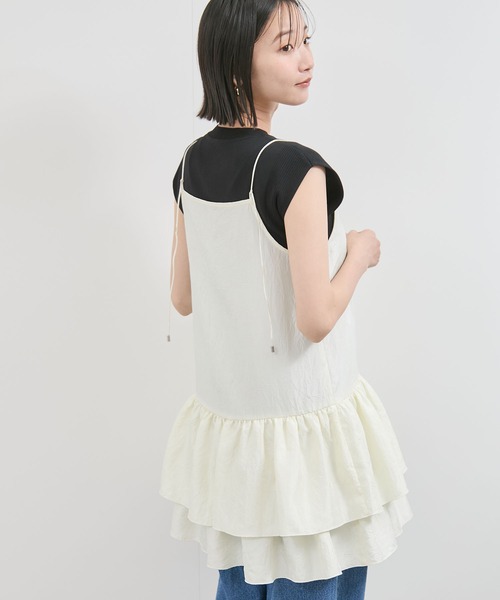 VIS(ビス)の「【WEB限定】【前後2WAY】フリルキャミチュニック(チュニック・レディース・ブラック/キナリ・FREE)」の15枚目の写真