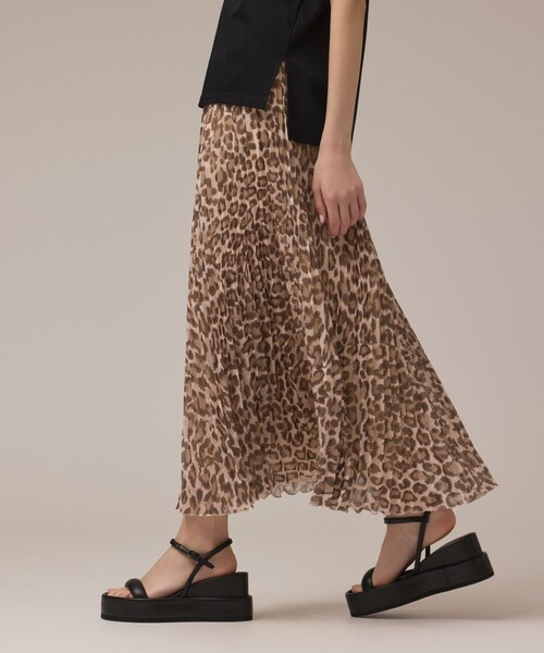 ダイアグラムのヒョウ柄ロングプリーツスカート サイズ38 セール】ヒョウ柄ロングプリーツスカート（スカート）｜Diagram