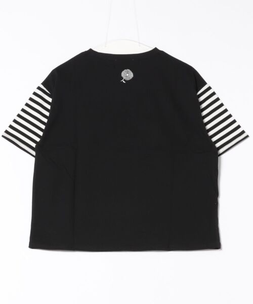 BARNDOOR(バーンドア)の「(BD)【BARNDOOR】ダリア 刺繍 Tシャツ(Tシャツ/カットソー・レディース・オフホワイト/ブラック/ネイビー・FREE)」の4枚目の写真