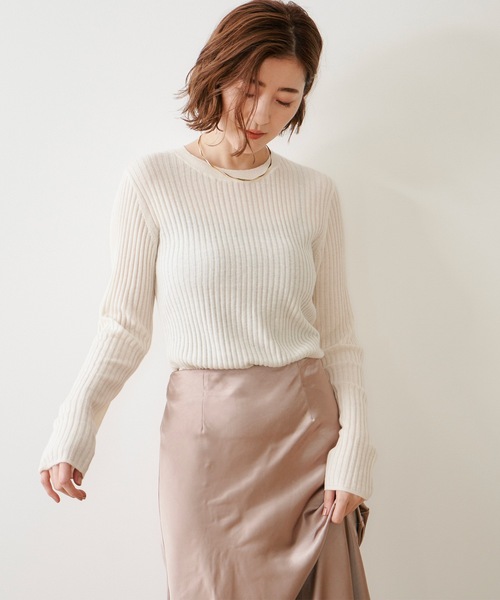トップス EMMA ネックが選べる】シルケットシアーリブプルオーバー（Tシャツ