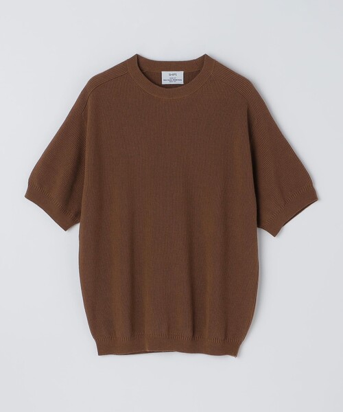 SHIPS(シップス)の「SHIPS: 奥山メリヤス ニット Tシャツ(Tシャツ/カットソー・メンズ・ライトグレー/キャメル/ネイビー・SMALL/MEDIUM/LARGE)」の5枚目の写真