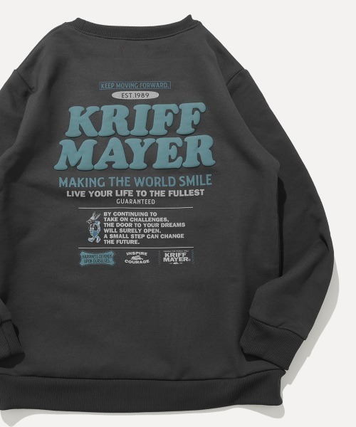 KRIFF MAYER Kid's Collection(クリフメイヤーキッズコレクション)の「【伸縮性・あたたかい】裏起毛クルー(クリフラビット)(スウェット・キッズ・レッド/ブラウン/ナチュラル/チャコール/カラフル・140/160/150/130/120/170)」の2枚目の写真