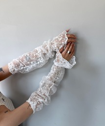 SANSeLF | 【SANSeLF】 フローラルレースアームカバーロング丈 シアー素材 ボリュームスリーブ saa25s022(アームカバー)