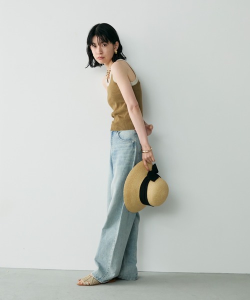 Shelly island（シェリーアイランド）の「バイカラーアメスリニット（タンクトップ・レディース・ブラック/カーキ/ベージュ・FREE）」の6枚目の写真