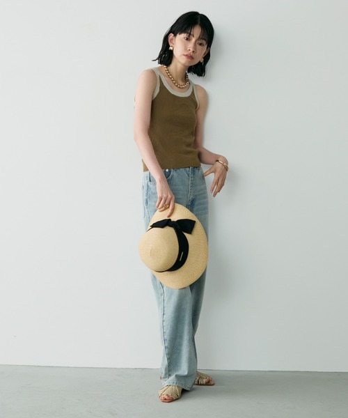 Shelly island（シェリーアイランド）の「バイカラーアメスリニット（タンクトップ・レディース・ブラック/カーキ/ベージュ・FREE）」の7枚目の写真