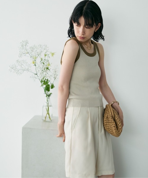 Shelly island（シェリーアイランド）の「バイカラーアメスリニット（タンクトップ・レディース・ブラック/カーキ/ベージュ・FREE）」の11枚目の写真